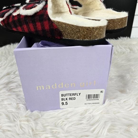 Madden Girl Plaid Faux Fur Slide Sandals - Picture 13 of 13